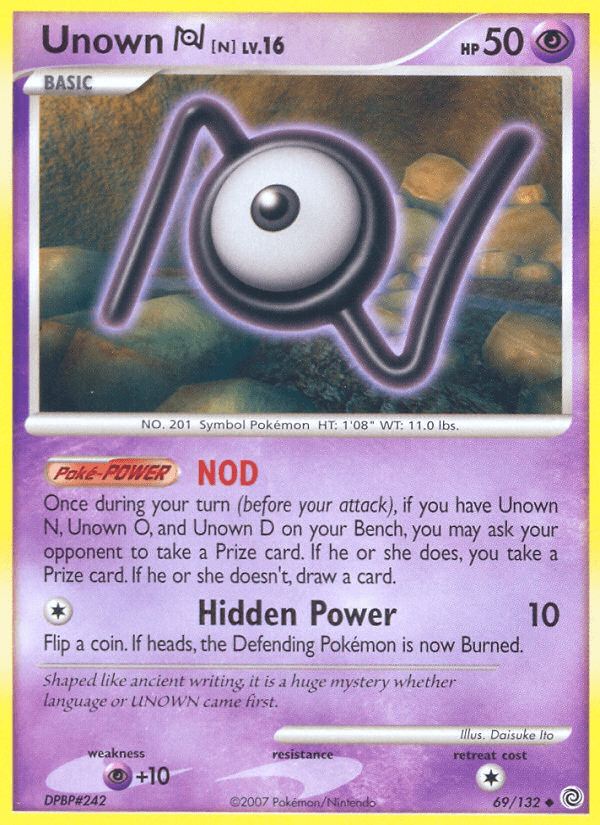 Unown N (69/132) [Diamond & Pearl: Secret Wonders] Pokemon Single Pokémon  | Multizone: Comics And Games