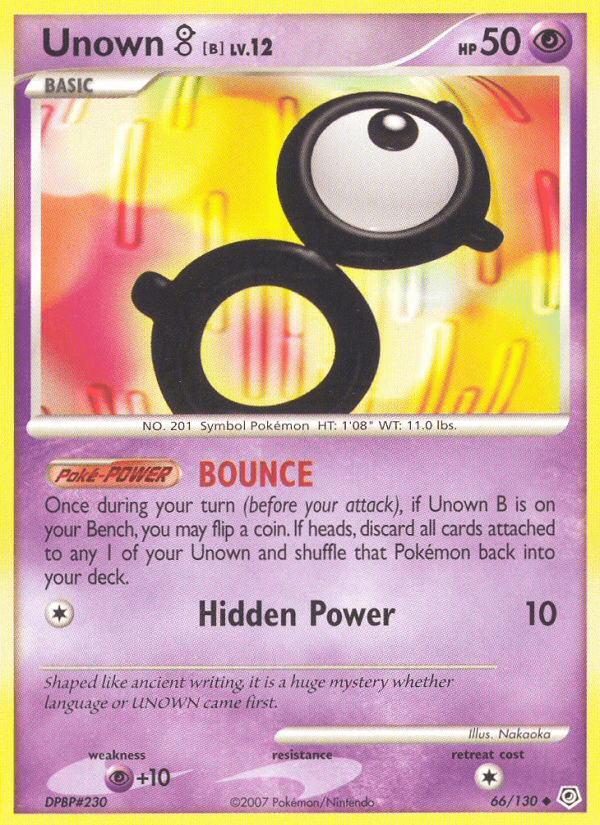 Unown B (66/130) [Diamond & Pearl: Base Set] Pokemon Single Pokémon  | Multizone: Comics And Games