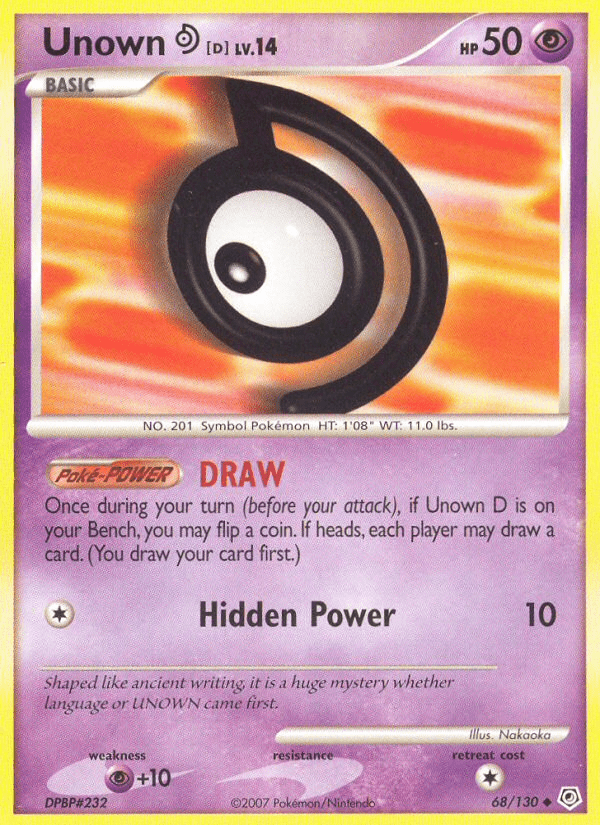 Unown D (68/130) [Diamond & Pearl: Base Set] Pokemon Single Pokémon  | Multizone: Comics And Games