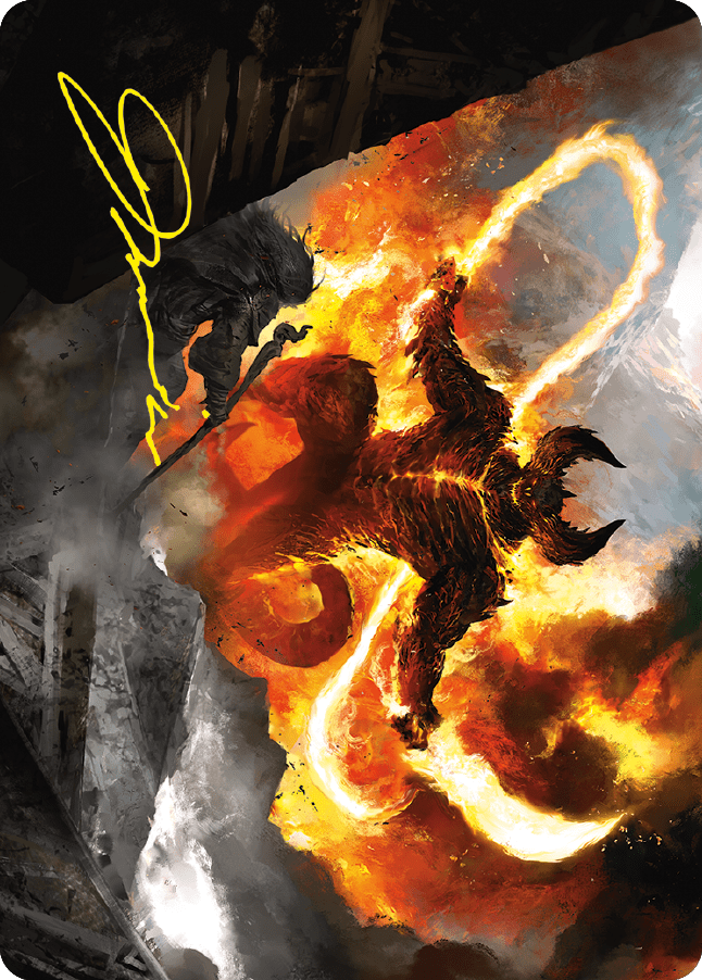 The Balrog, Flame of Udun Art Card (Gold-Stamped Signature) [The Lord of the Rings: Tales of Middle-earth Art Series] MTG Single Magic: The Gathering  | Multizone: Comics And Games