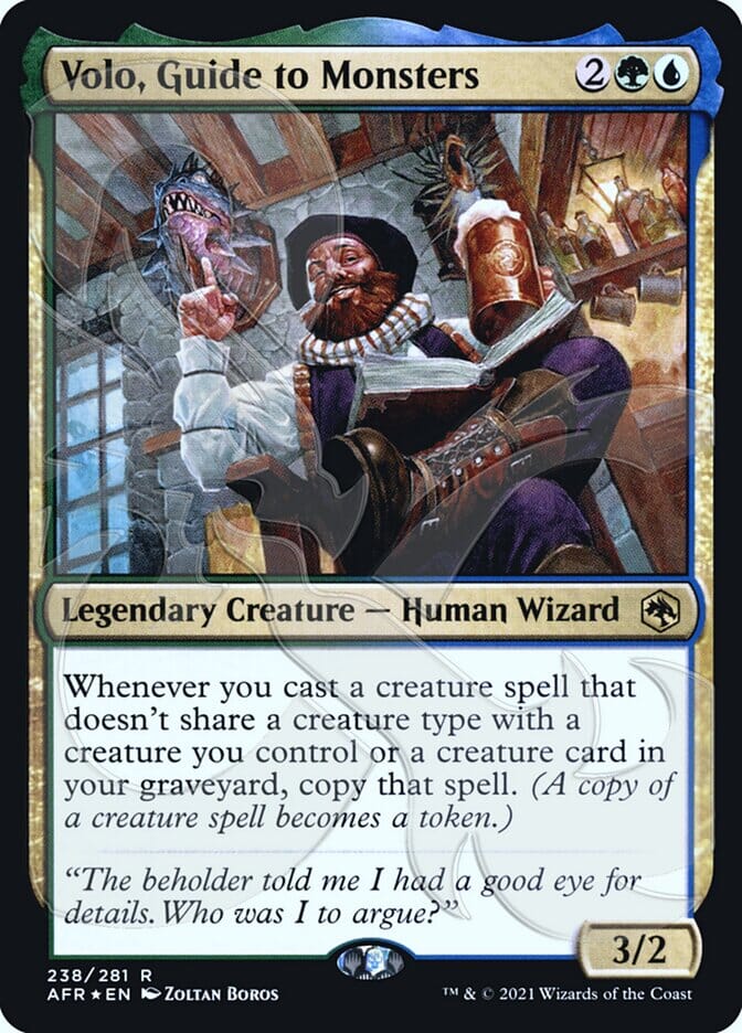 Volo, Guide to Monsters (Ampersand Promo) [Dungeons & Dragons: Adventures in the Forgotten Realms Promos] MTG Single Magic: The Gathering  | Multizone: Comics And Games