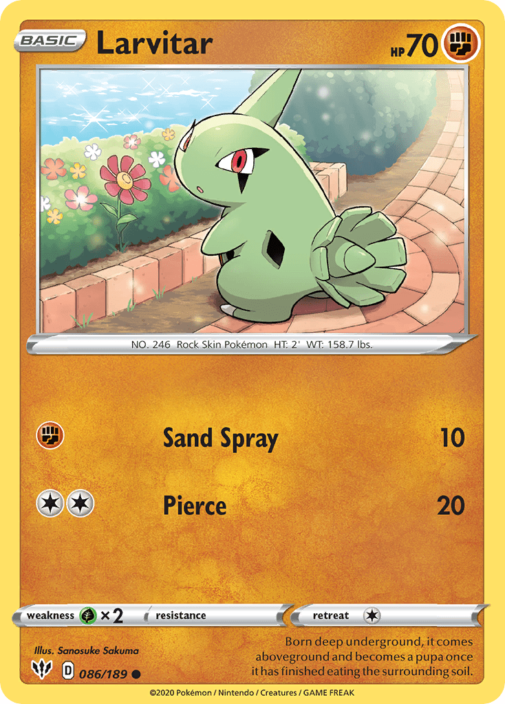 Larvitar (086/189) [Sword & Shield: Darkness Ablaze] Pokemon Single Pokémon  | Multizone: Comics And Games