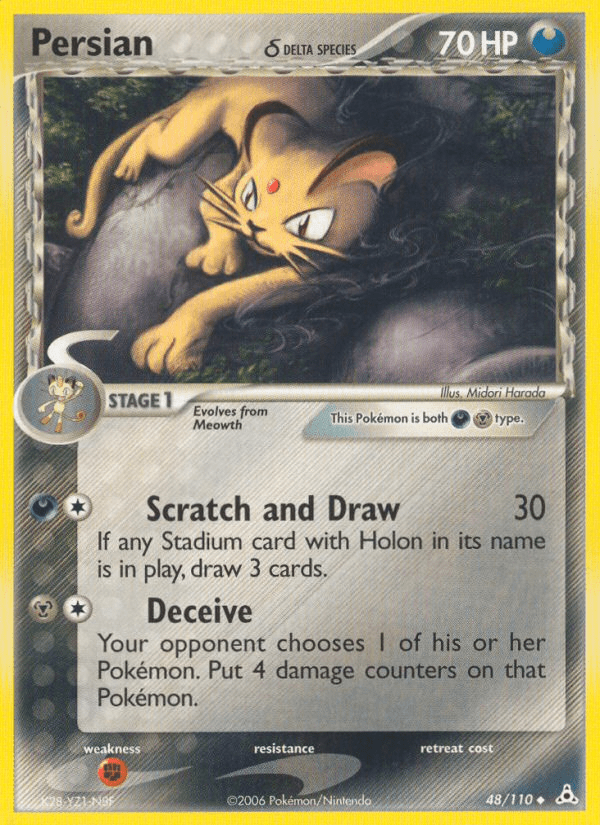 Persian (48/110) (Delta Species) [EX: Holon Phantoms] Pokemon Single Pokémon  | Multizone: Comics And Games