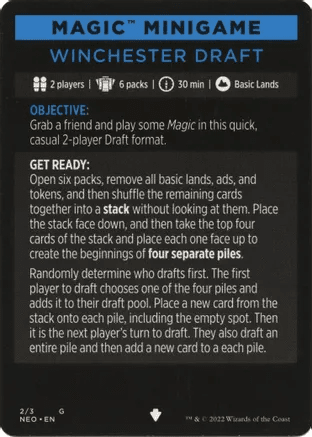 Winchester Draft (Magic Minigame) [Kamigawa: Neon Dynasty Minigame] MTG Single Magic: The Gathering  | Multizone: Comics And Games