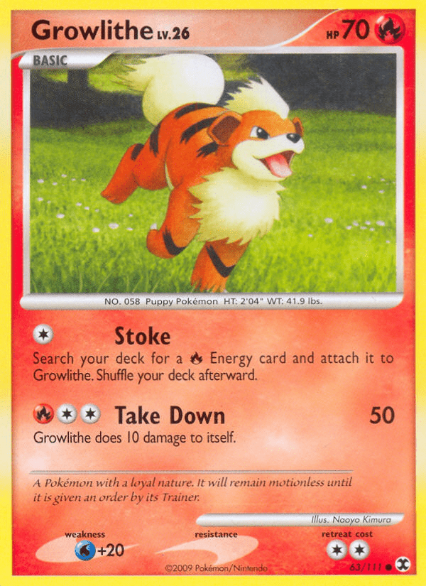 Growlithe (63/111) [Platinum: Rising Rivals] Pokemon Single Pokémon  | Multizone: Comics And Games