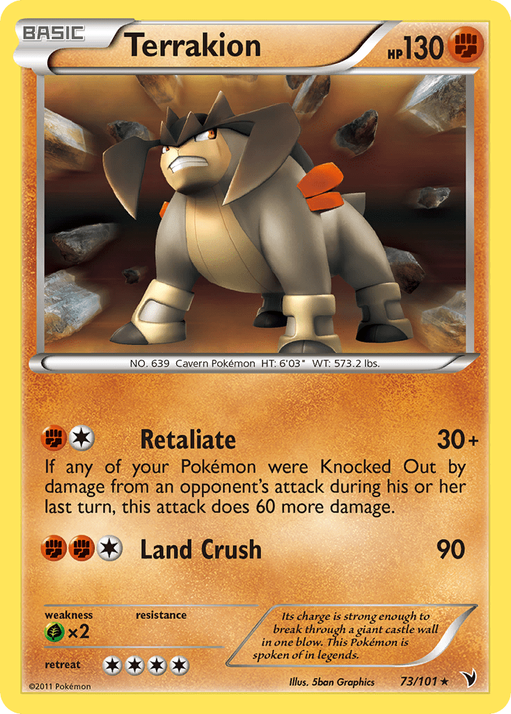 Terrakion (73/101) [Black & White: Noble Victories] Pokemon Single Pokémon  | Multizone: Comics And Games