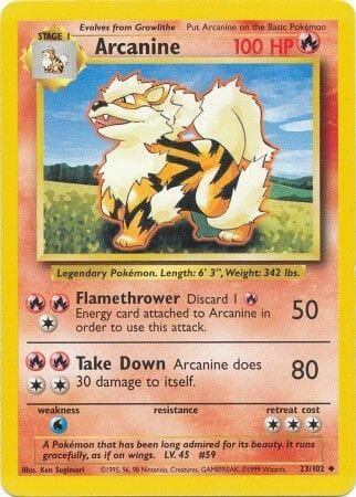 Arcanine (23/102) [Base Set Unlimited] Pokemon Single Pokémon  | Multizone: Comics And Games
