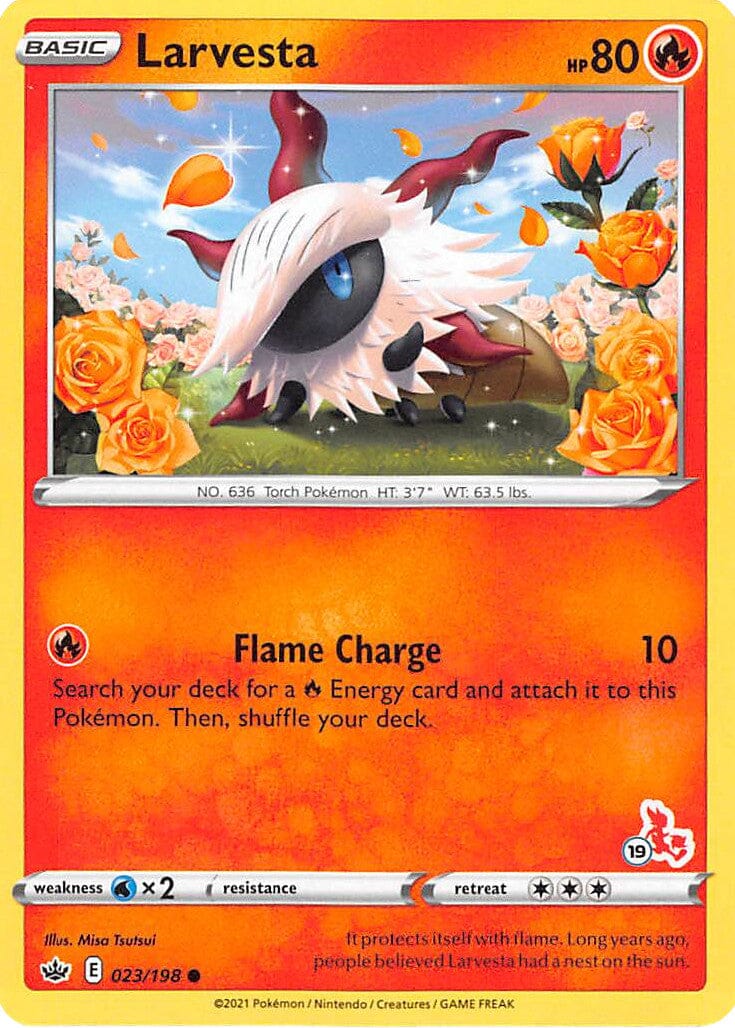Larvesta (23/198) (Cinderace Stamp #19) [Battle Academy 2022] Pokemon Single Pokémon  | Multizone: Comics And Games