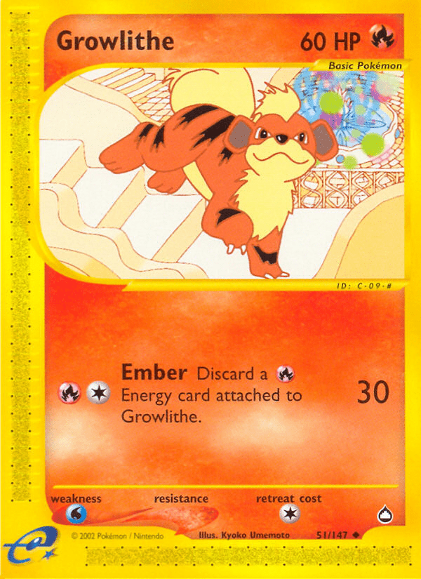 Growlithe (51/147) [Aquapolis] Pokemon Single Pokémon  | Multizone: Comics And Games