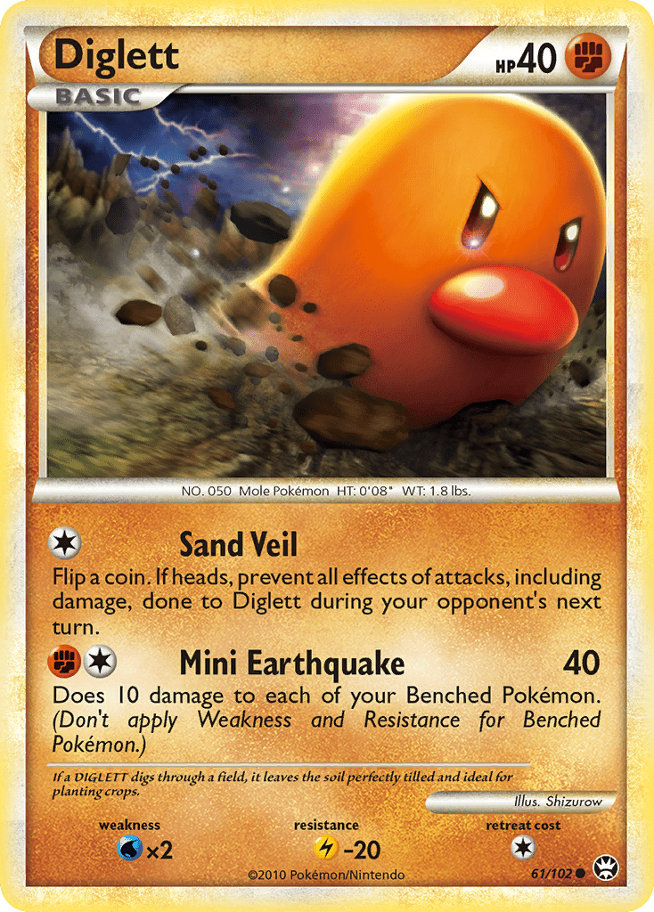 Diglett (61/102) [HeartGold & SoulSilver: Triumphant] Pokemon Single Pokémon  | Multizone: Comics And Games