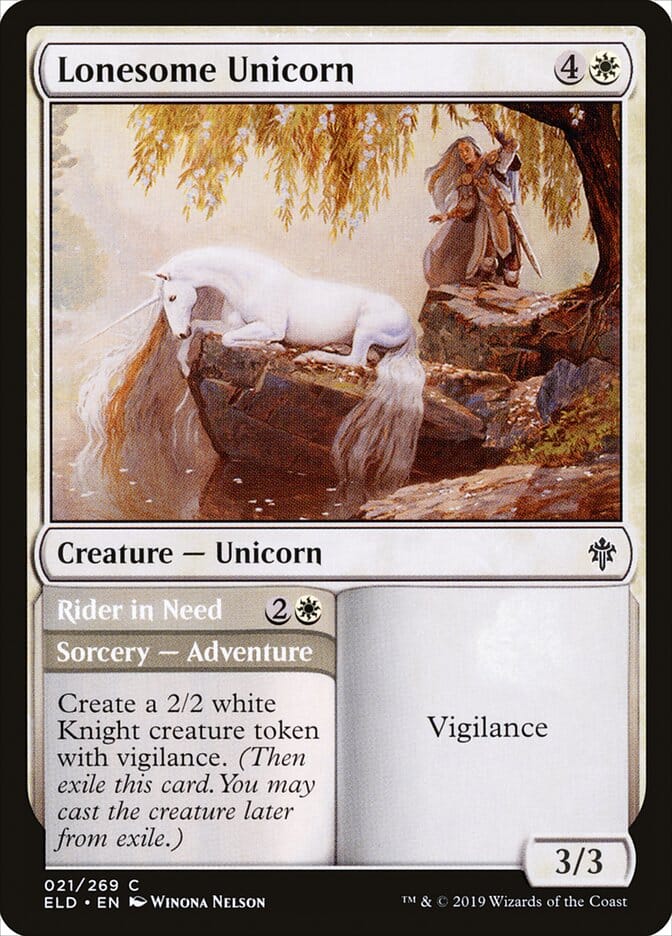 Lonesome Unicorn // Rider in Need [Throne of Eldraine] MTG Single Magic: The Gathering  | Multizone: Comics And Games