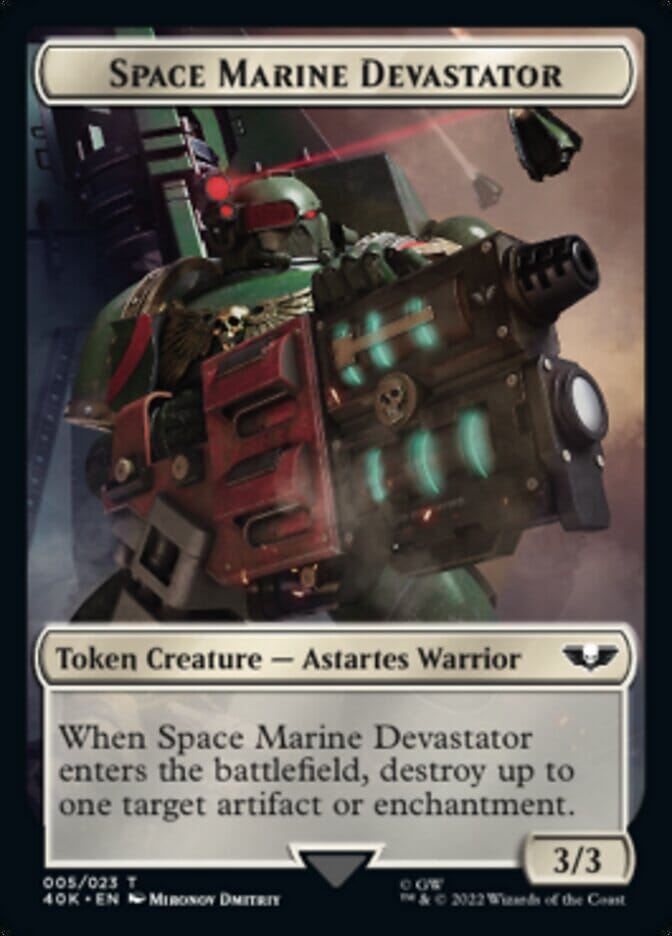 Soldier (002) // Space Marine Devastator Double-sided Token (Surge Foil) [Universes Beyond: Warhammer 40,000 Tokens] MTG Single Magic: The Gathering  | Multizone: Comics And Games