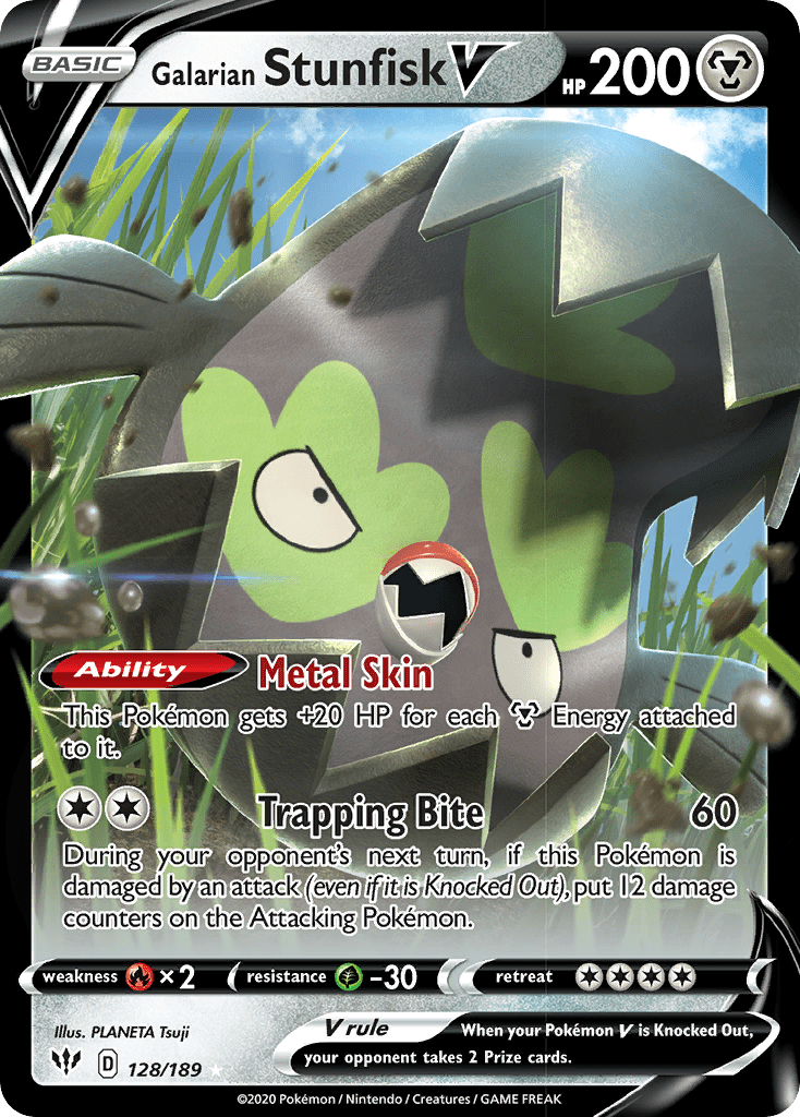 Galarian Stunfisk V (128/189) [Sword & Shield: Darkness Ablaze] Pokemon Single Pokémon  | Multizone: Comics And Games