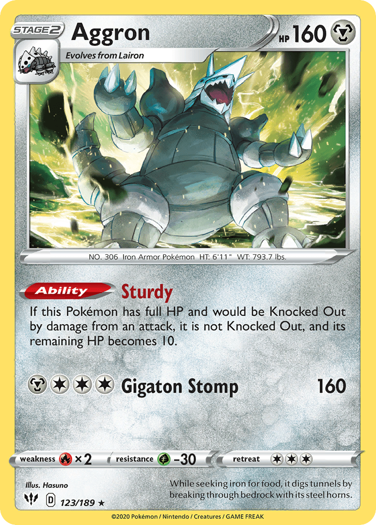 Aggron (123/189) [Sword & Shield: Darkness Ablaze] Pokemon Single Pokémon  | Multizone: Comics And Games