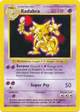 Kadabra (32/102) [Base Set Shadowless Unlimited] Pokemon Single Pokémon  | Multizone: Comics And Games