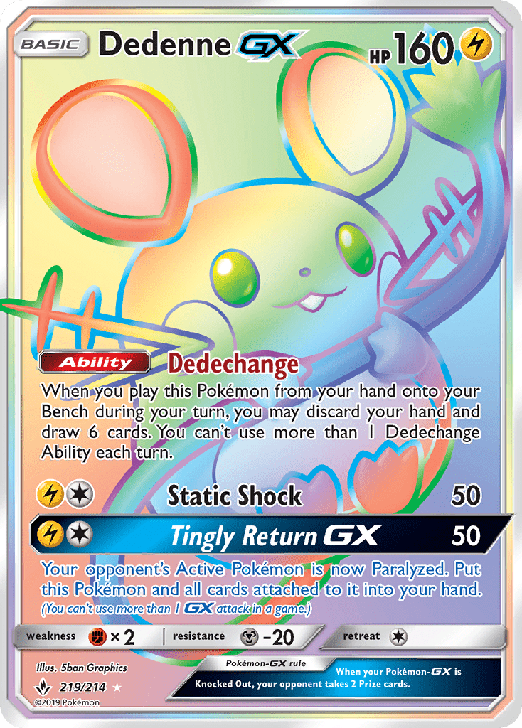 Dedenne GX (219/214) [Sun & Moon: Unbroken Bonds] Pokemon Single Pokémon  | Multizone: Comics And Games