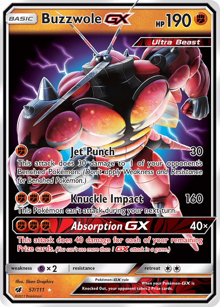 Buzzwole GX (57/111) [Sun & Moon: Crimson Invasion] Pokemon Single Pokémon  | Multizone: Comics And Games