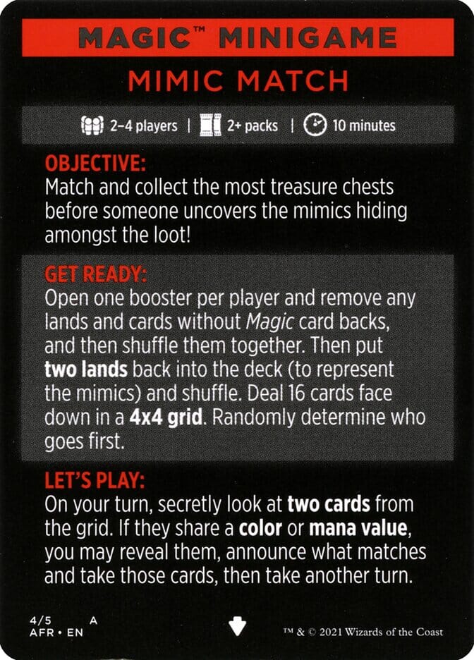 Mimic Match (Magic Minigame) [Dungeons & Dragons: Adventures in the Forgotten Realms Minigame] MTG Single Magic: The Gathering  | Multizone: Comics And Games