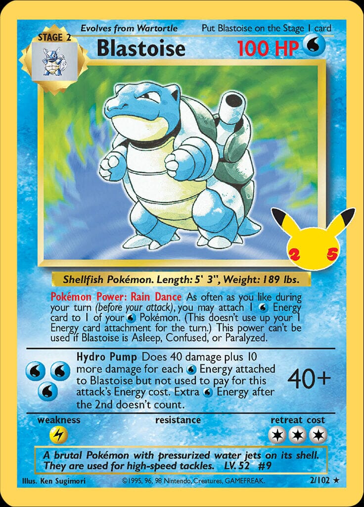 Blastoise (2/102) [Celebrations: 25th Anniversary - Classic Collection] Pokemon Single Pokémon  | Multizone: Comics And Games
